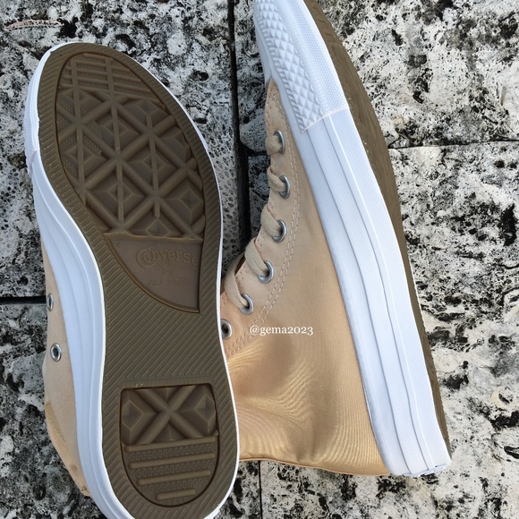 Converse Ctas HI Parchment Satin Gold Womens - Picture 5 of 6